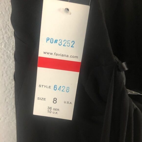 Faviana high front slit strapless black dress size 8 - Picture 9 of 10